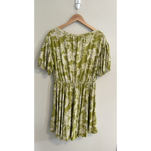 Daily Practice by Anthropologie Sz M Green Floral Paisley Mini‎ Dress Pockets - Picture 4 of 8